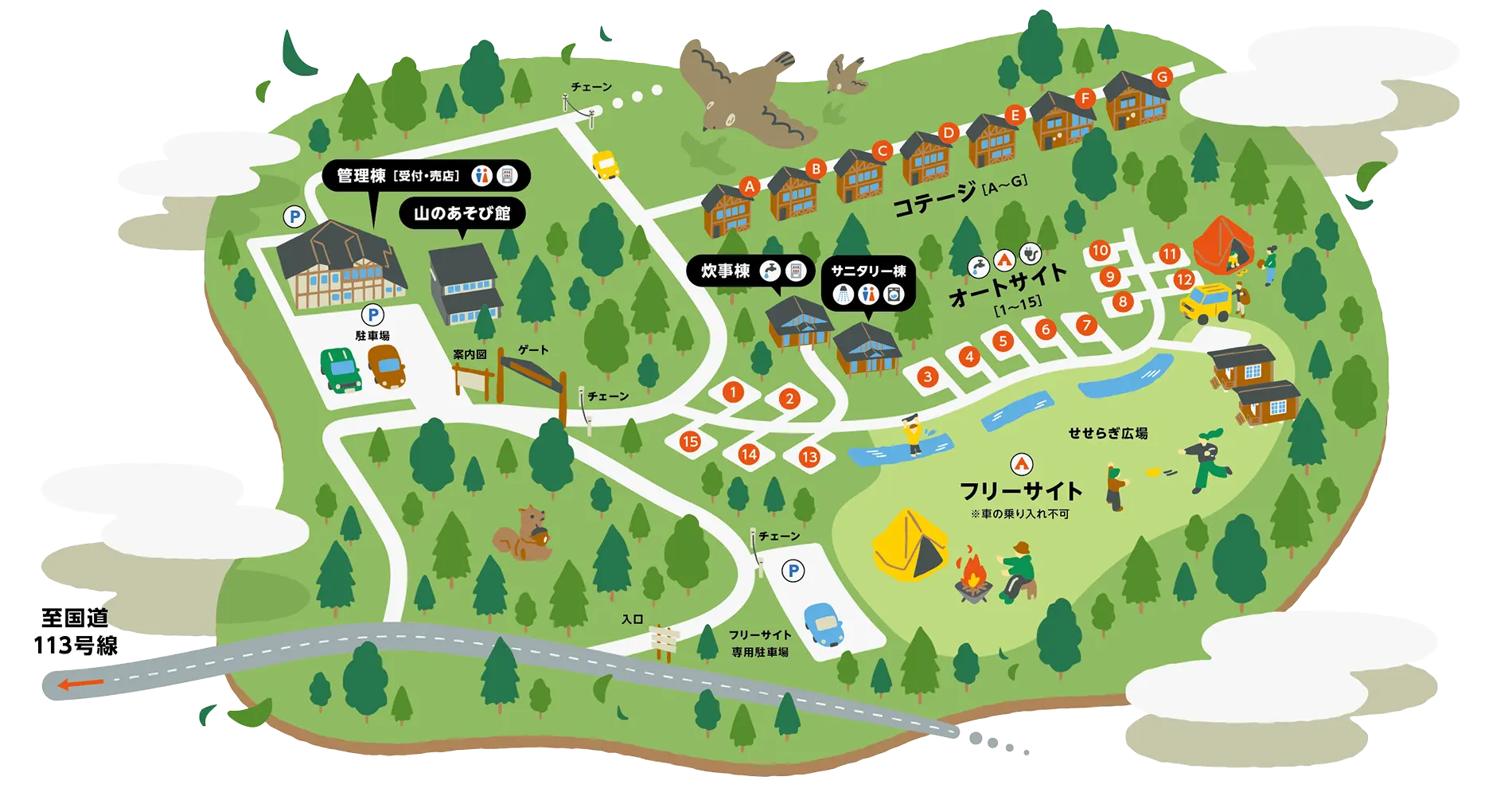 きららの森 キャンプサイトマップ